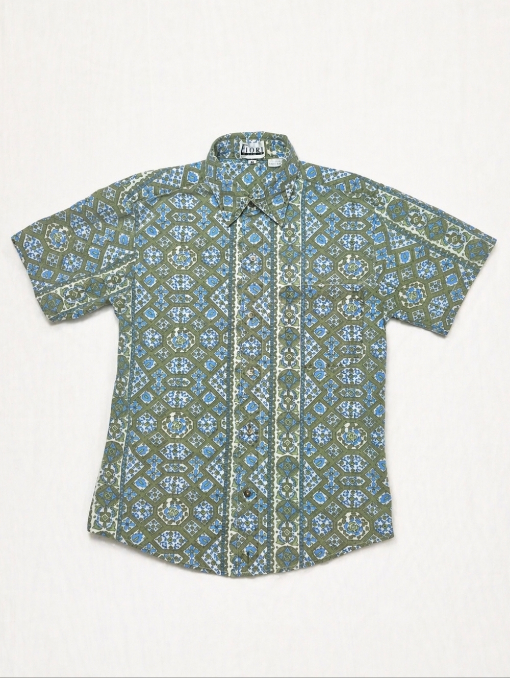 Vintage Fiori Collezioni Short Sleeve Button-Up | Medium | Geometric Print